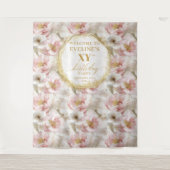 Tenture Bannière de célébration d'anniversaire florale ros (Devant)