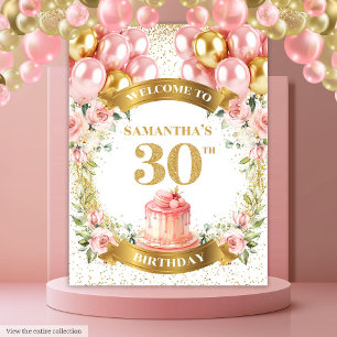 Tenture Bannière de célébration en or rose pour un 30e ann