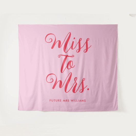 Tenture Bannière de célibataire rose et rouge Miss to Mrs  (Devant (Horizontal))