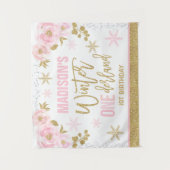 Tenture Bannière de fête d'anniversaire 1ère année Rose ON (Devant)