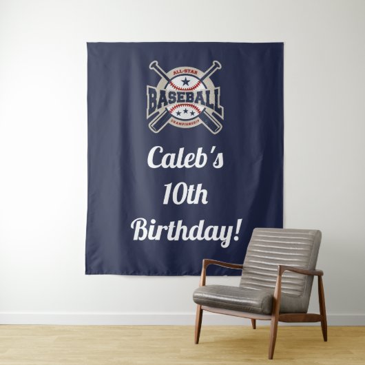 Tenture Bannière de fête d'anniversaire pour l'équipe de b (En situation)