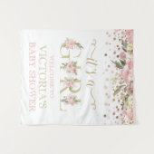 Tenture Bannière de fête de bébé Fille rose doré (Devant (Horizontal))
