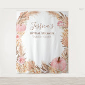 Tenture Bannière de Fête de Mariage Bohème Pampas Rose Cit (Devant)