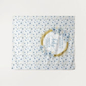 Tenture Bannière de fête prénatale Fleurs dorées pastel bl (Devant (Horizontal))