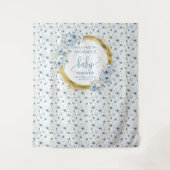 Tenture Bannière de fête prénatale Fleurs dorées pastel bl (Devant)