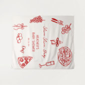 Tenture Bannière de fête prénatale pour bébé pizza Slice S (Devant (Horizontal))