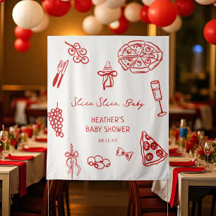 Tenture Bannière de fête prénatale pour bébé pizza Slice S