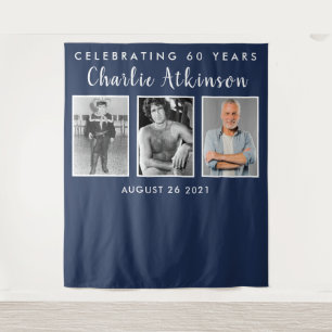 Tenture bannière de fond de collage photo pour 60 ans