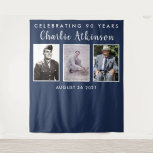 Tenture bannière de fond de collage photo pour 90e anniver