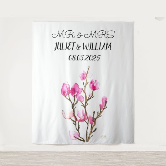 Tenture Bannière de fond de fond M. & Mme Mariage Script c (Devant)