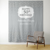 Tenture Bannière de fond de joyeux anniversaire à paillett (En situation)