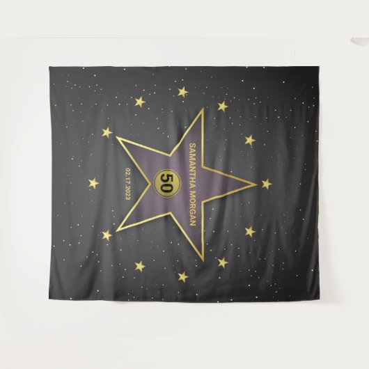 Tenture Bannière de fond de joyeux anniversaire Star of Fa (Devant (Horizontal))