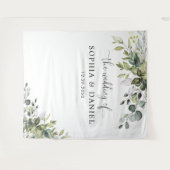 Tenture Bannière de fond de mariage à l'eucalyptus (Devant (Horizontal))