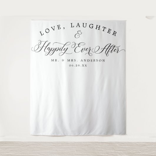 Tenture Bannière de fond de mariage Amour et Rire (Devant)