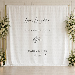 Tenture Bannière de fond de mariage « Amour Rires Heureux 