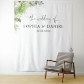 Tenture Bannière de fond de mariage avec hydrangeas botani (En situation)