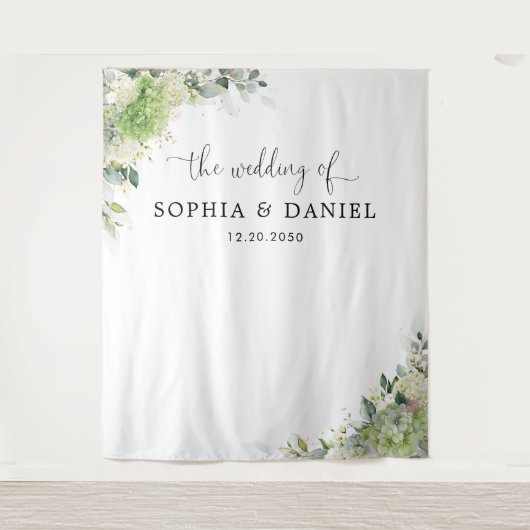 Tenture Bannière de fond de mariage avec hydrangeas botani (Devant)