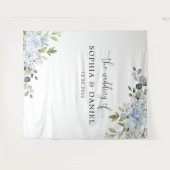 Tenture Bannière de fond de mariage botanique bleu doux (Devant (Horizontal))