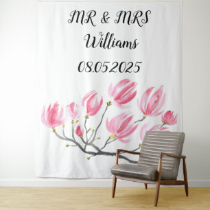 Tenture Bannière de fond de mariage classique M. et Mme