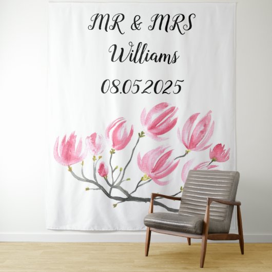 Tenture Bannière de fond de mariage classique M. et Mme (En situation)
