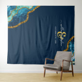 Tenture Bannière de fond de mariage en géode d'agate Blue  (En situation (horizontale))