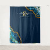Tenture Bannière de fond de mariage en géode d'agate Blue  (Devant)
