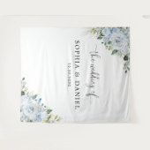 Tenture Bannière de fond de mariage floral bleu clair (Devant (Horizontal))