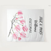 Tenture Bannière de fond de mariage M & Mme, écriture clas (Devant (Horizontal))