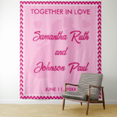 Tenture Bannière de fond de mariage moderne rose blush che (En situation)