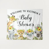 Tenture Bannière de fond pour Baby Shower Sunflower Safari (Devant (Horizontal))