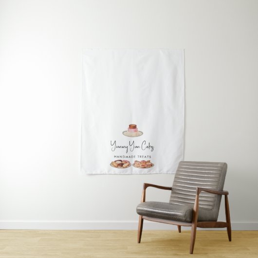 Tenture Bannière de gâteaux de coureur de table d'affaires (En situation)