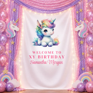 Tenture Bannière de jour de gloire de licorne colorée magi