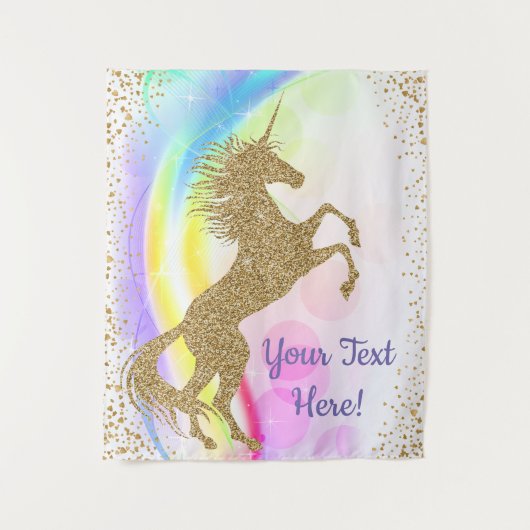 Tenture Bannière de la fête d'anniversaire de la licorne (Devant)