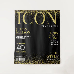 Tenture Bannière de magazine de mode personnalisée, fête n
