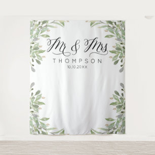 Tenture Bannière de mariage de M. et Mme Greenery