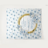 Tenture Bannière de mariage dorée bleu clair bohème chic (Devant (Horizontal))