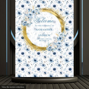 Tenture Bannière de mariage dorée bleu clair bohème de rêv