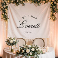 Bannière de mariage personnalisée avec nom de fami