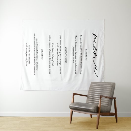 Tenture Bannière de menu Mariage Fabric simple (En situation (horizontale))