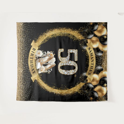 Tenture Bannière de numéros de diamant avec talons vifs (Devant (Horizontal))