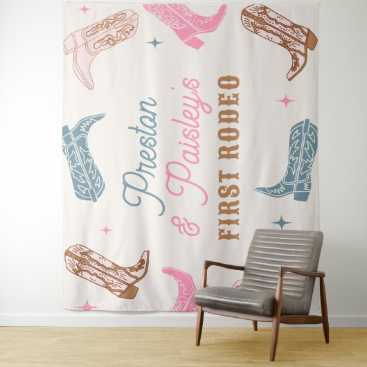 Tenture Bannière de parti occidental modifiable (En situation)