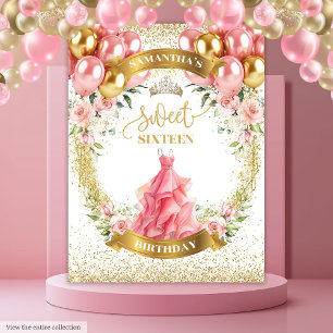 Tenture Bannière de Sweet sixteen glamour Blancs or