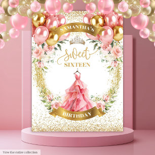 Tenture Bannière de Sweet sixteen glamour Blush Roses étin