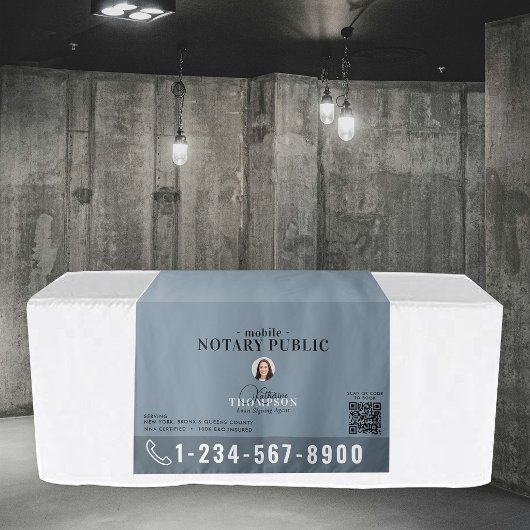 Tenture Bannière de table avec code QR de photo d'agent de