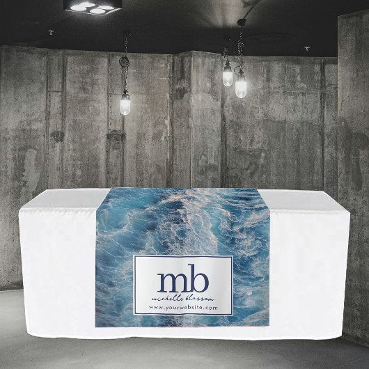 Tenture Bannière de table d'affaires de logo de vagues de 