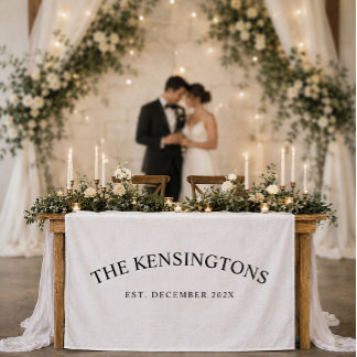 Tenture Bannière de table de bienvenue de mariage personna