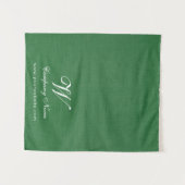 Tenture Bannière de table de travail de lin vert Script (Devant (Horizontal))