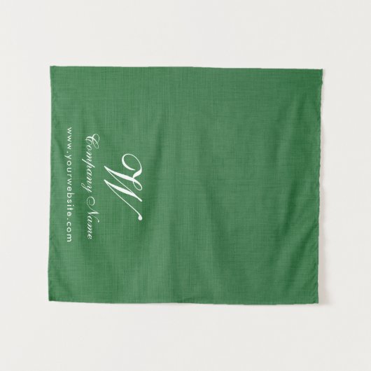 Tenture Bannière de table de travail de lin vert Script (Devant (Horizontal))