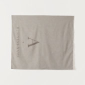 Tenture Bannière de table de travail en lin à monogramme (Devant (Horizontal))