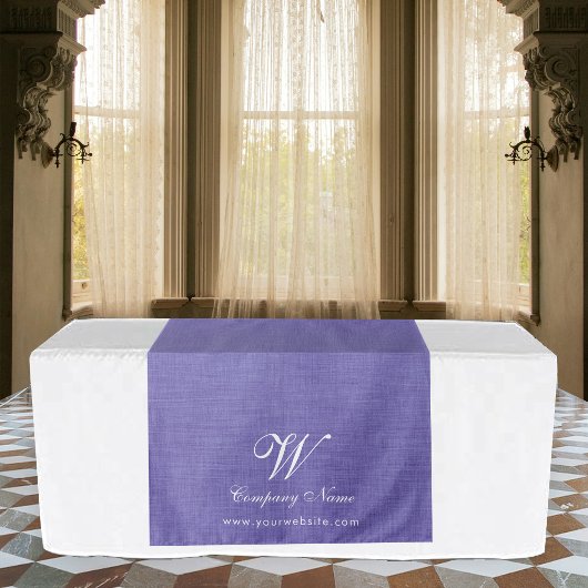 Tenture Bannière de table de travail en lin violet Script